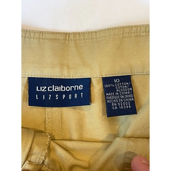 Liz Claiborne Mens Bermuda Chino Shorts 100% Cotton Belt Waist Khaki Size 10 - Picture 7 of 7